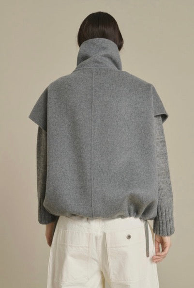 Blouson Junior Zippé sans Manches Gris Clair