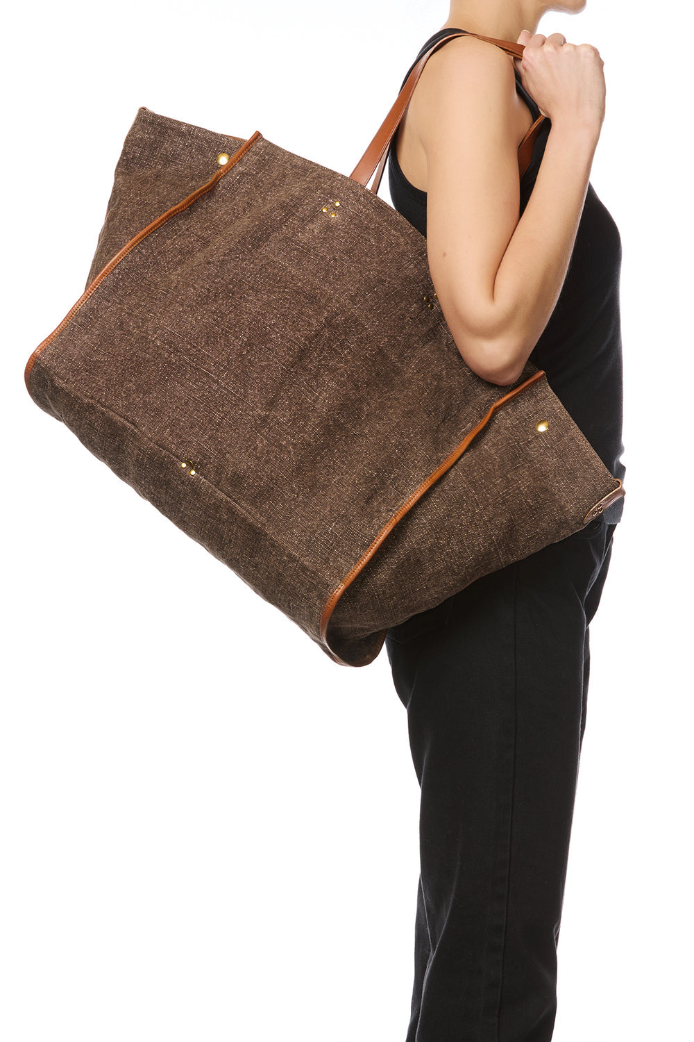 Sac Cabas Leon L Toile Chocolat