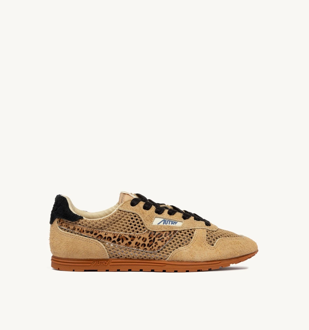 KP01 Basket Windspin Knitted Suede Pony Trench Leopard Black