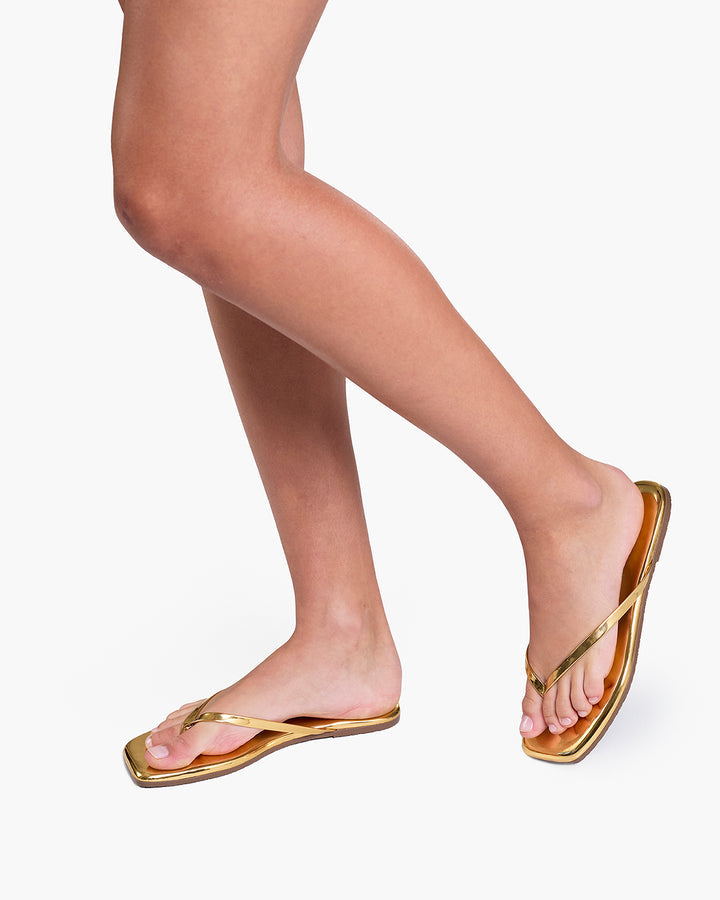 Tong Square Toe Lily Mirror Gold
