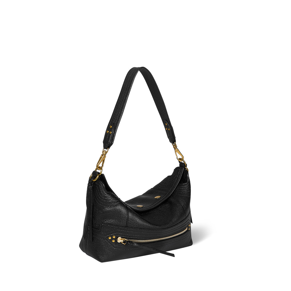 Sac Lucky Hobo Small Buffle Noir Brass