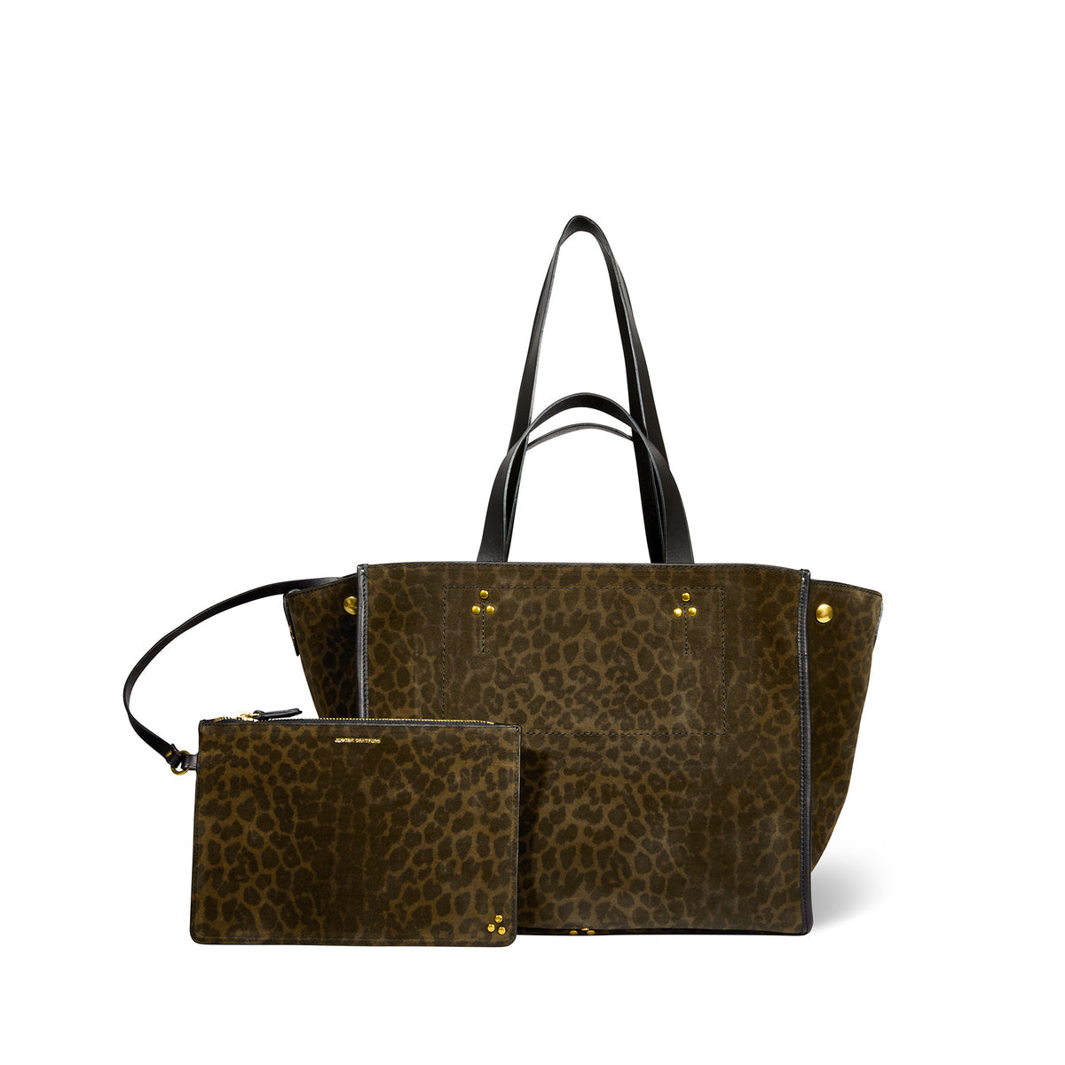 Sac Cabas Leon M Croute Velours Imprimé Léopard kaki
