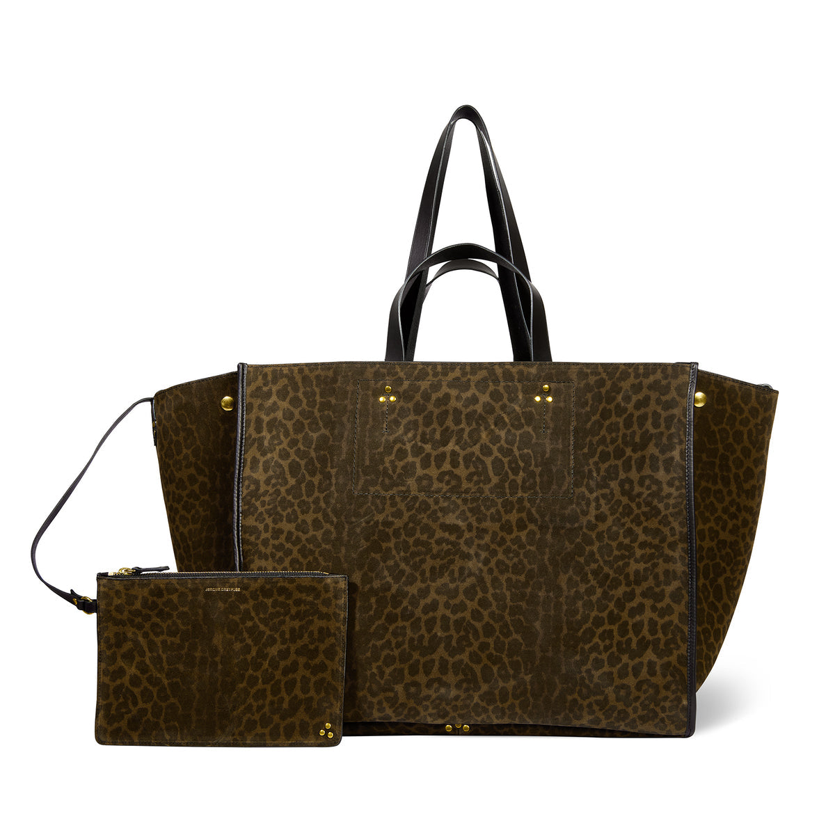 Sac Cabas Leon L Croute Velours Imprimé Léopard kaki