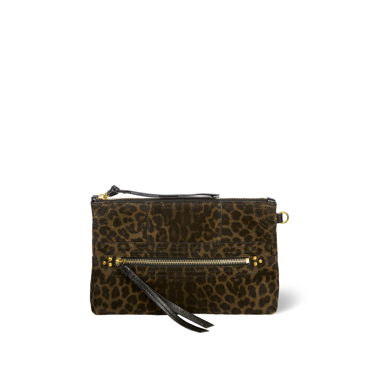 Pochette Lucky Clutch Croûte Leopard Kaki