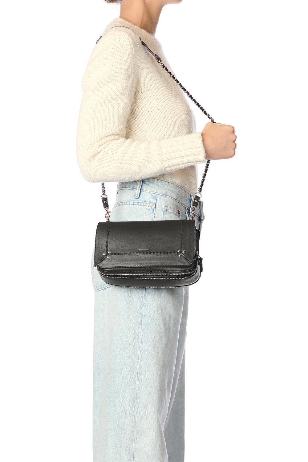 Sac Bobi M Agneau Noir Silver