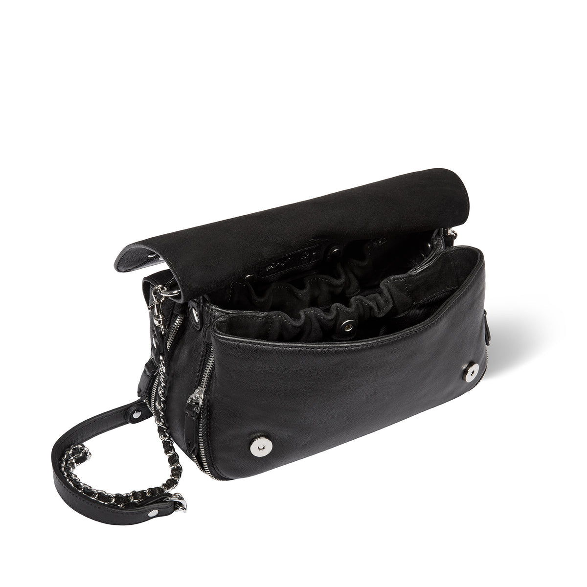 Sac Bobi M Agneau Noir Silver