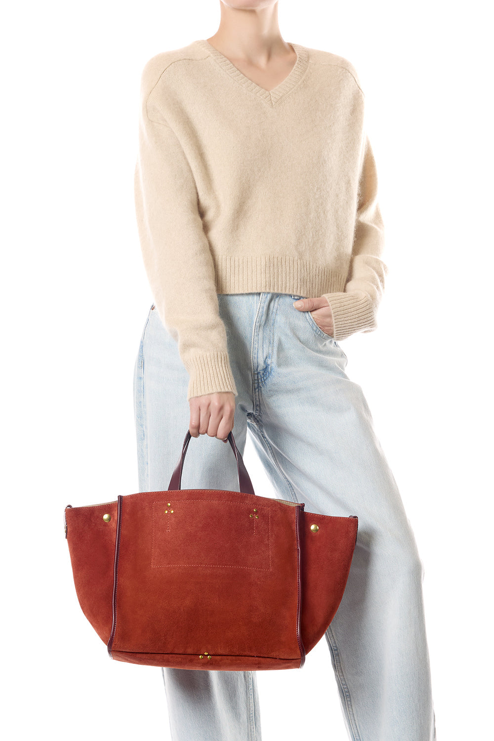 Sac Leon M Croûte Velours Rouille