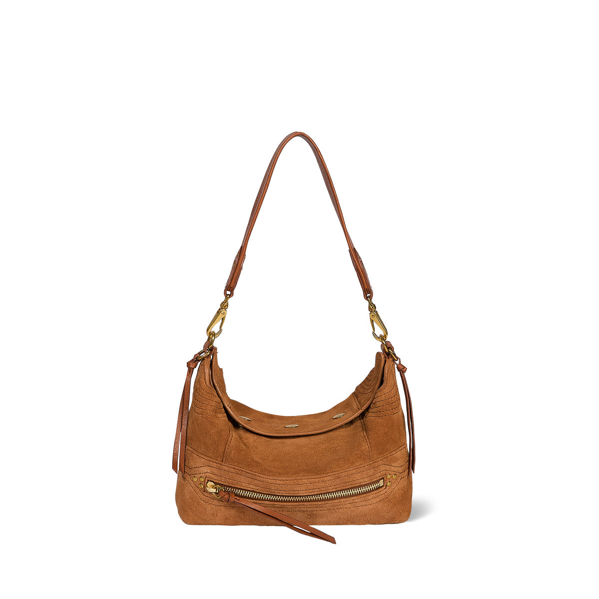 Sac Lucky Hobo Small en croûte Velours Caramel