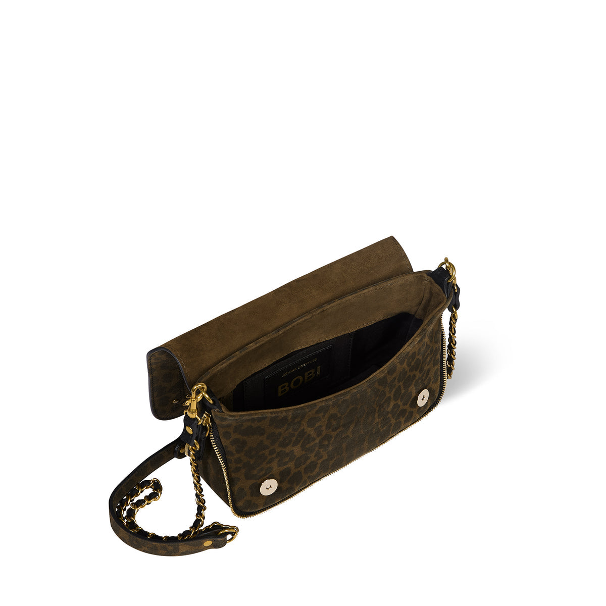 Bobi S Croûte Velours Léopard Kaki