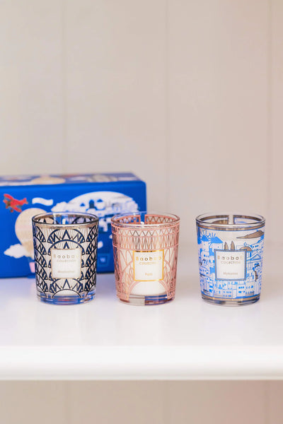 Trio Travels Candles My First Manhattan-Paris-Mykonos