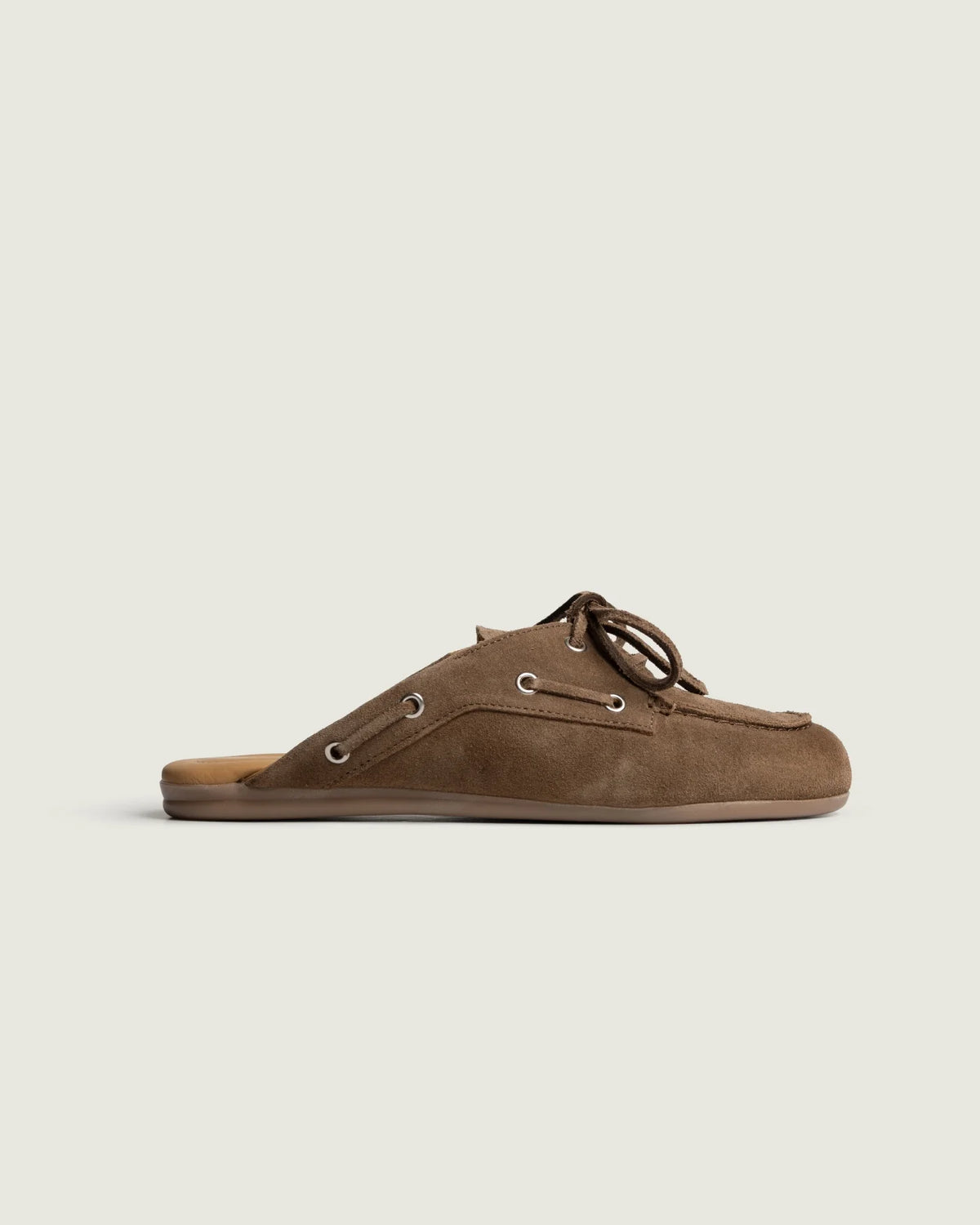 Boat Loafer Mule - Brushed Suede Light Chocolate