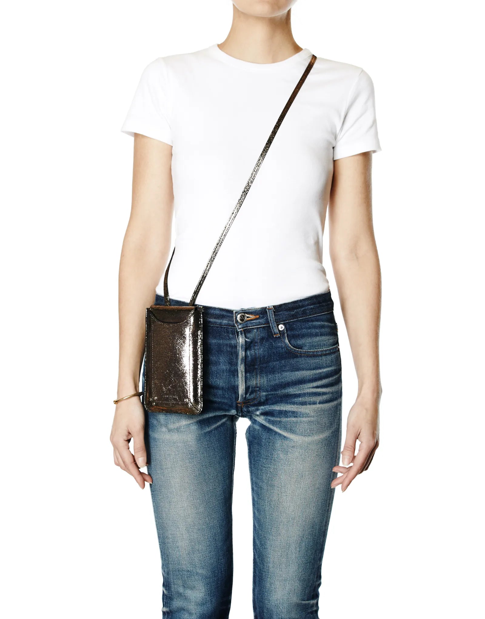 Etui Mobile Chèvre Lamé Champagne