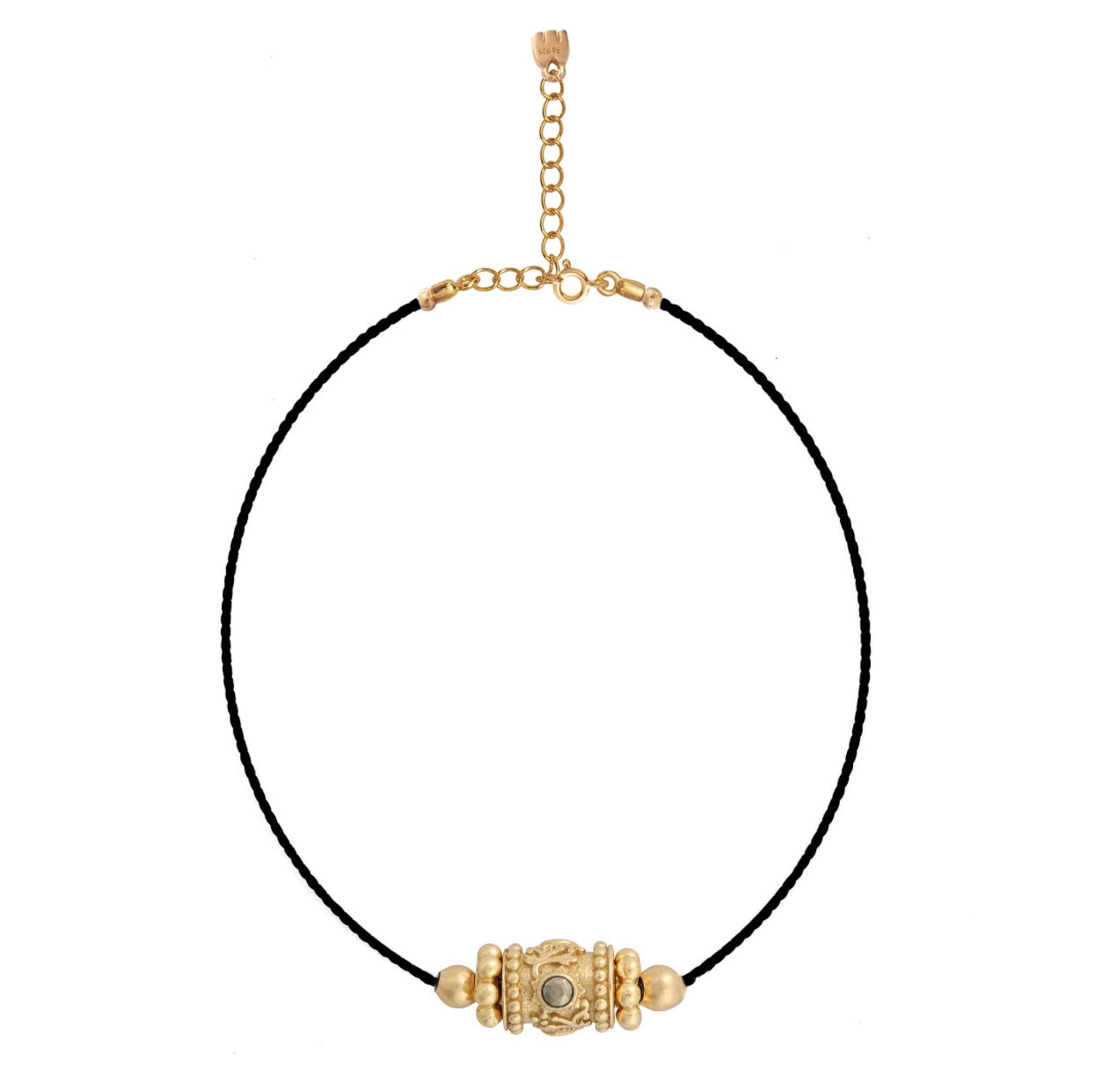 Collier Rakhi 1 Fil Noir Pyrite