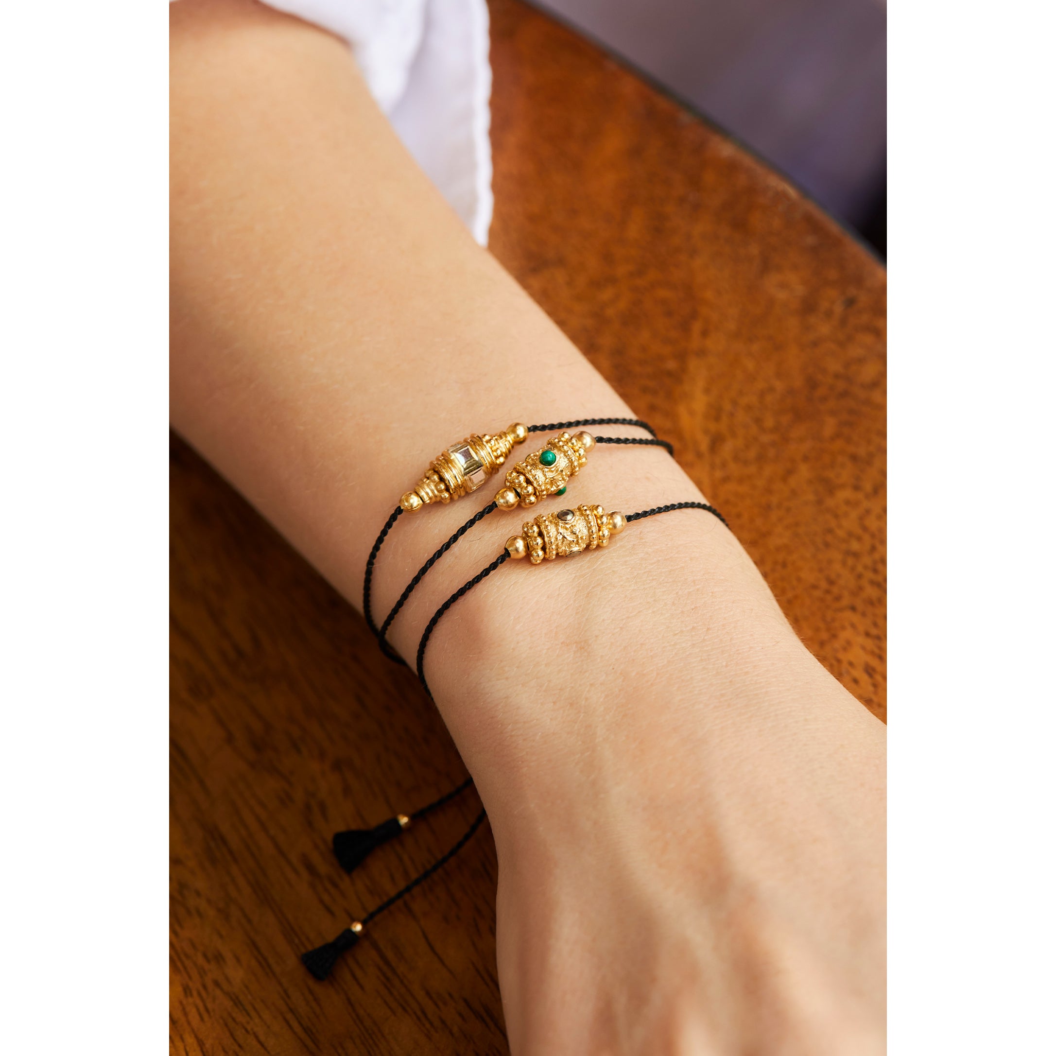 Bracelet Rakhi 2 Argent Fil Noir