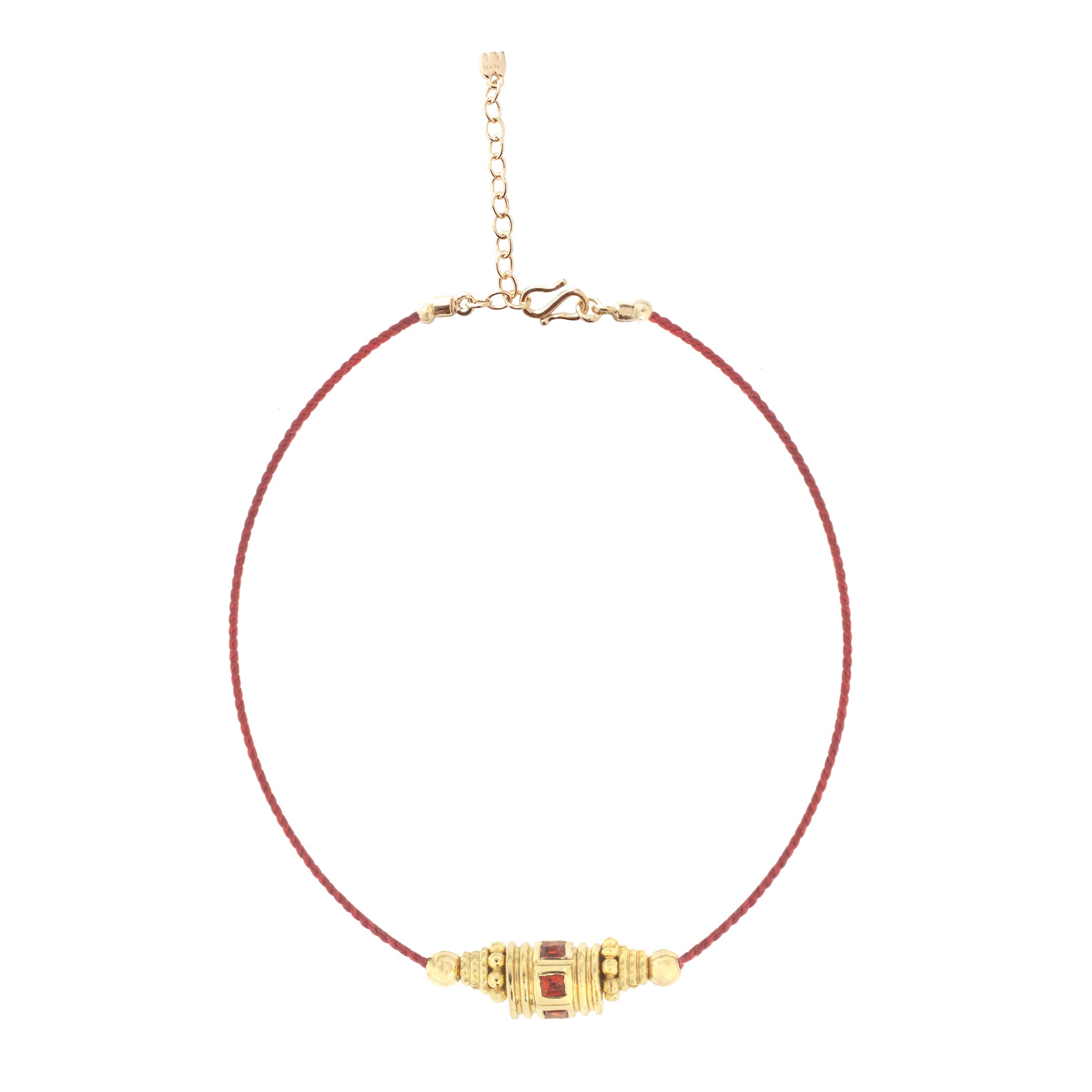 Collier Rakhi 2 Grenat Fil Rouge